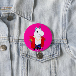 Gold Chain Shade Fan Unicorn 7.5 Cm Round Badge