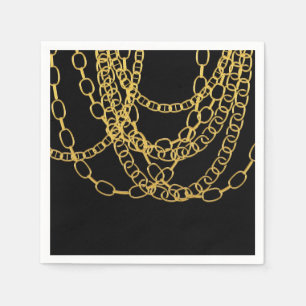 Gold Chains Black Hip Hop Dance Birthday Party Napkin