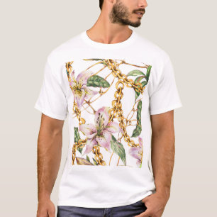 Gold Chains & Royal Lilies: Watercolor Elegance T-Shirt