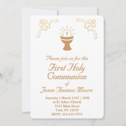 Gold Chalice First Holy Communion Invitation