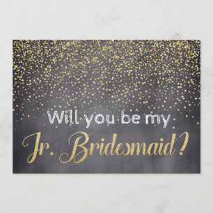 Gold & Chalkboard Will you be My Jr. Bridesmaid Invitation