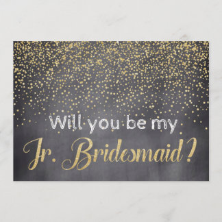 Gold & Chalkboard Will you be My Jr. Bridesmaid Invitation