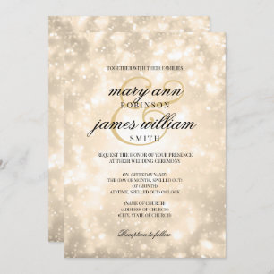 Gold Champagne Bokeh Elegant Wedding Invitation