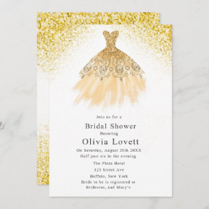 Gold Champagne Bridesmaid Dress Bridal Shower Invitation