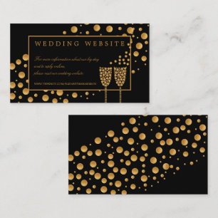 Gold Champagne Bubbles, Black/Gold Wedding Detail Enclosure Card