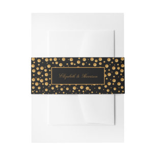 Gold Champagne Bubbles - Black & Gold - Wedding Invitation Belly Band