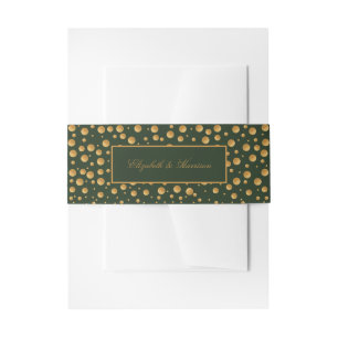 Gold Champagne Bubbles - Green & Gold - Wedding Invitation Belly Band