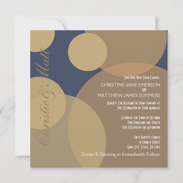 Gold Champagne Bubbles Modern Wedding Invitation (Front)