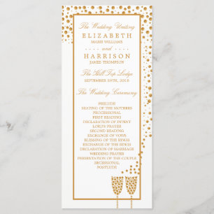 Gold Champagne Bubbles Wedding Program Programme