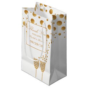 Gold Champagne Bubbles Wedding Small Gift Bag