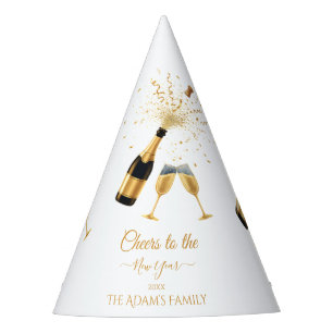 Gold Champagne Cheers New Year Party Hat