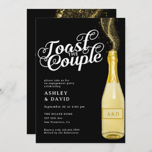 Gold Champagne Toast Engagement Party Invitat Invitation