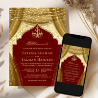 Gold Chandelier Curtain Red Muslim Wedding