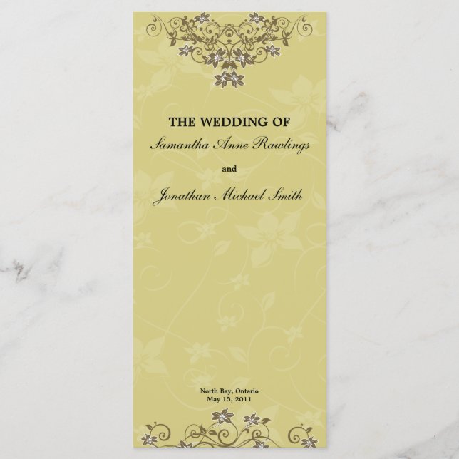 Gold Chandelier Floral Wedding Program Programme (Front)