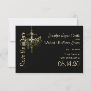 Gold Chandelier Posh Wedding Save the Date