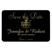 Gold Chandeliers Black Posh Wedding Save the Date