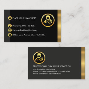 Gold Chauffeur Buttons On Grey Black Layers Business Card