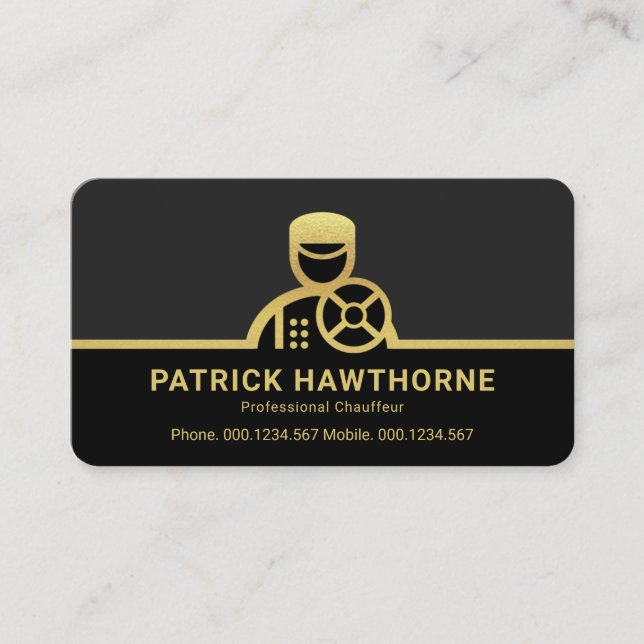 Gold Chauffeur Driver Frame Driving Business Card (Front)