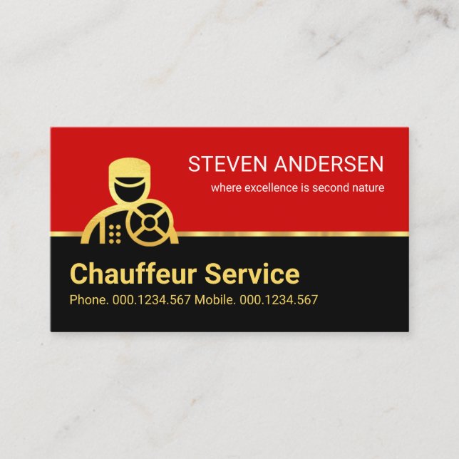 Gold Chauffeur Driver Taxi Cab Business Card (Front)