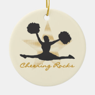 Gold Cheering Rocks T-shirts and Gifts Ceramic Tree Decoration