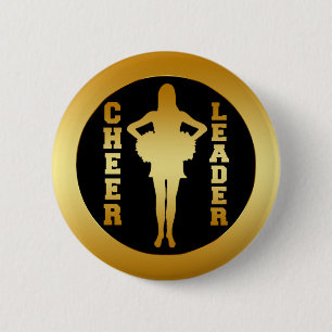 GOLD CHEERLEADER 6 CM ROUND BADGE