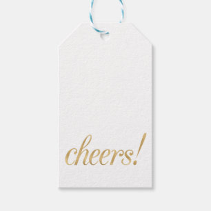 Gold cheers favour tags, foil font gift tags