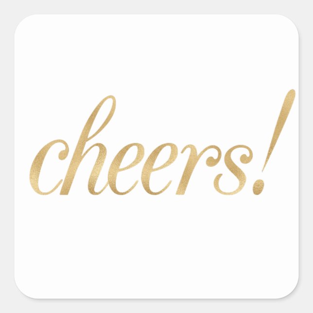 Gold cheers stickers, foil font square sticker (Front)