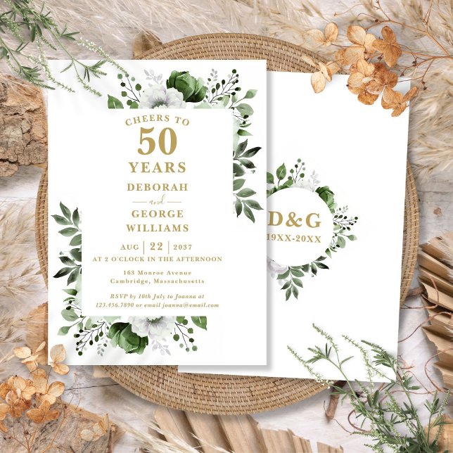 Gold Cheers To 50 Years Wedding Anniversary  Invitation (Gold Cheers To 50 Years Wedding Anniversary Invitation)