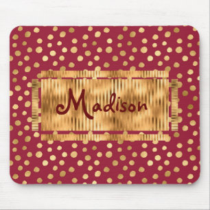 Gold Cheetah Burgundy Chic Elegant Stylish Trendy Mouse Pad