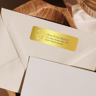 Gold Chef Hat Bakery Return Address Label