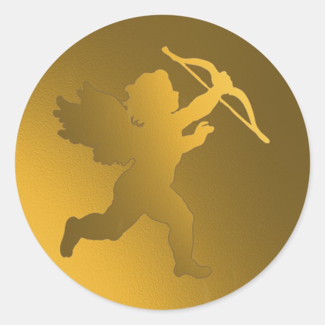 gold cherub classic round sticker (Front)