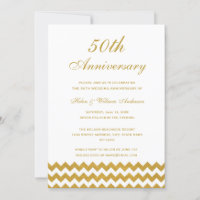 Gold Chevron 50th Wedding Anniversary Invitation