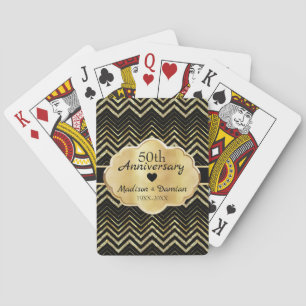 Gold Chevron and Diamonds Anniversary Playing Cards