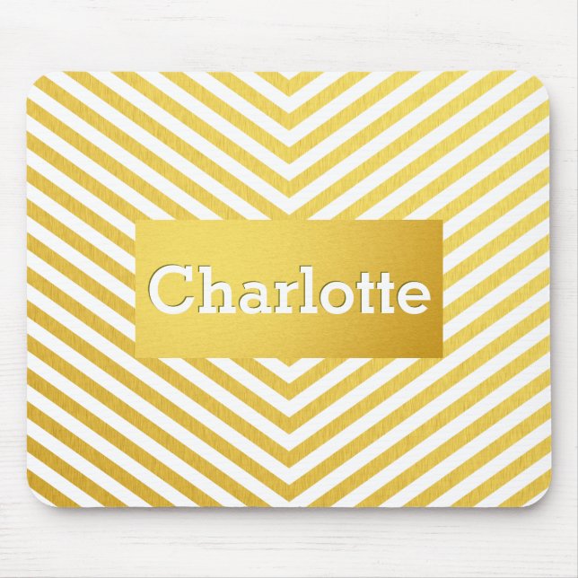 Gold chevron custom monogram mouse pad (Front)