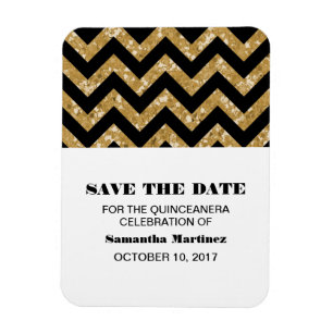 Gold Chevron Glitter Quinceañera Magnet