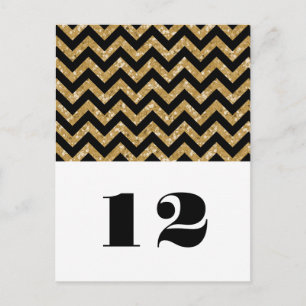 Gold Chevron Glitter Table Postcard