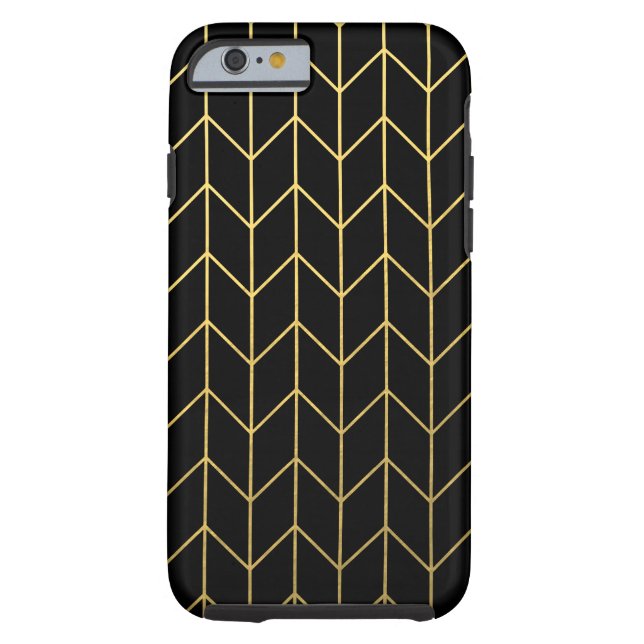Gold Chevron on Black Background Modern Chic Case-Mate iPhone Case (Back)