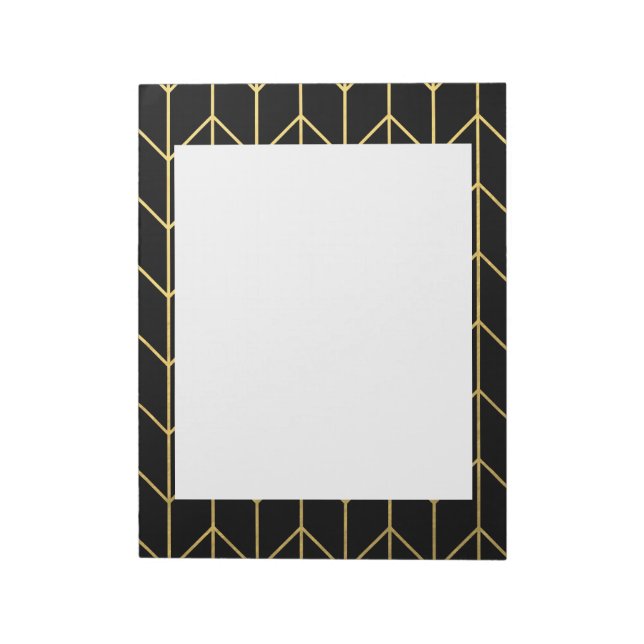 Gold Chevron on Black Background Modern Chic Notepad (Rotated)