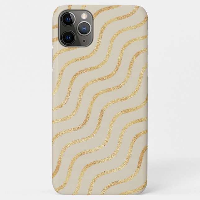 Gold Chevron on Taupe Case-Mate iPhone Case (Back)