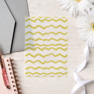 Gold Chevron Stripe Pattern Hand-drawn Look Vellum Invitations