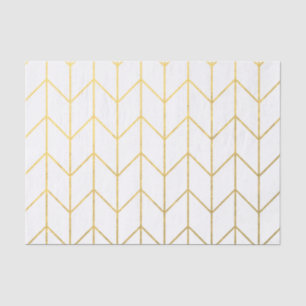 Gold Chevron White Background Modern Chic Tissue Paper