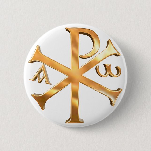 Gold Chi-Rho 6 Cm Round Badge (Front)