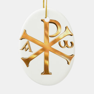 Gold Chi-Rho Ceramic Tree Decoration