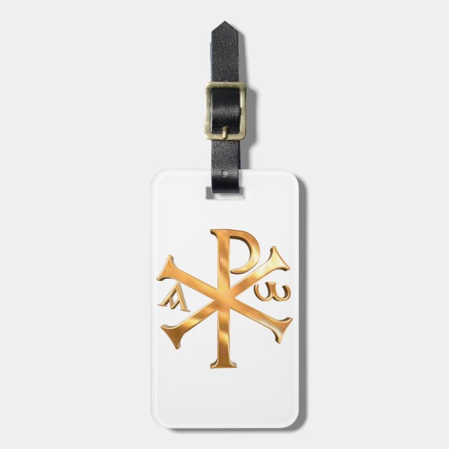 Gold Chi-Rho Luggage Tag (Front Vertical)