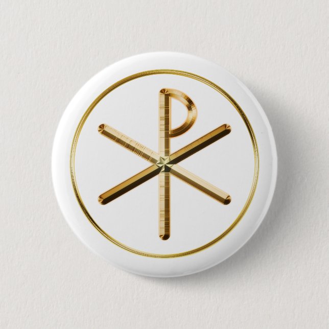 Gold Chi-Rho symbol 6 Cm Round Badge (Front)