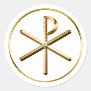 Gold Chi-Rho symbol Classic Round Sticker