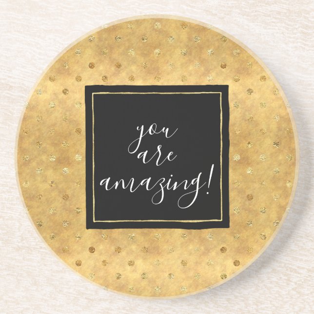 Gold Chic Dots Coaster (Front)