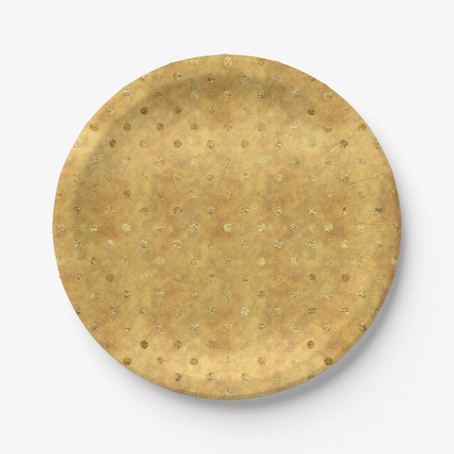 Gold Chic Dots Paper Plate (Front)