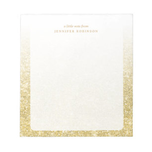 Gold Chic Glam Faux Glitter Fade w/ Name Notepad