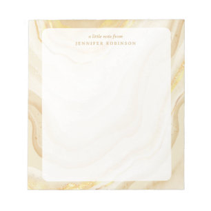 Gold Chic Glam Faux Glitter Marble w/ Name Notepad